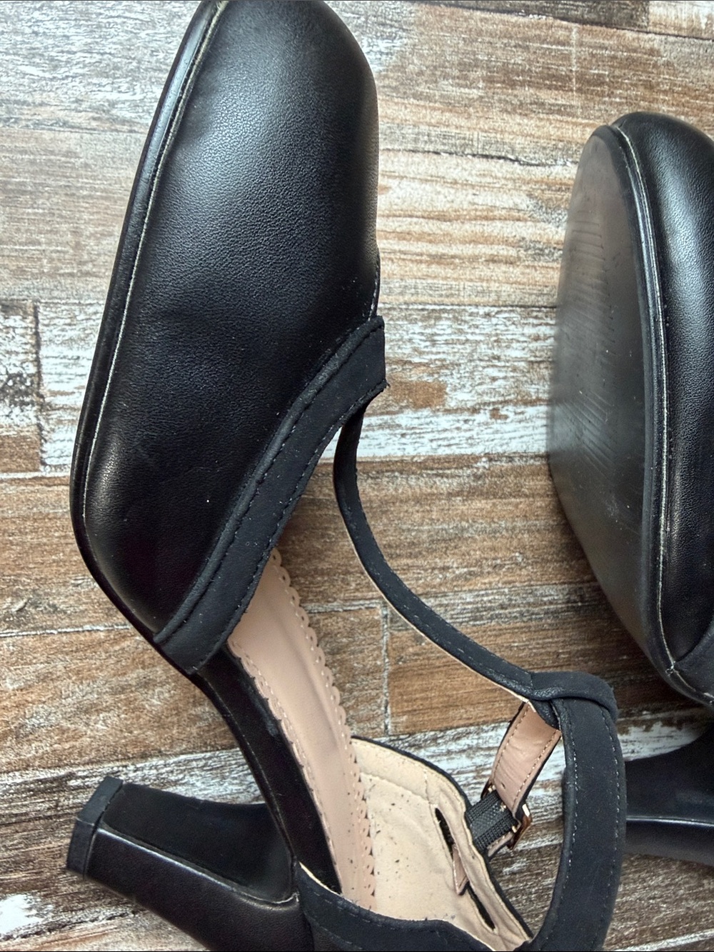 Journee Collection Black T-Strap Heels - Picture 6 of 10